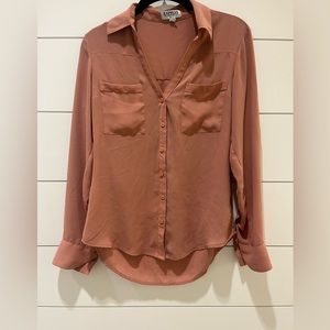 Express Portofino Button Down Blush Blouse